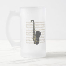 Goldschwarzes Saxophon auf GoldNotenen-Glas Tee Tassen