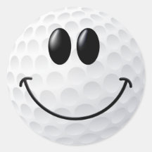 Golf-Ball-Smiley Runde Aufkleber