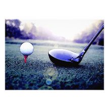 Golf-Einladungen - Golfball u. Schläger-Grafik