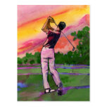 Golfspieler am Feld Postkarte