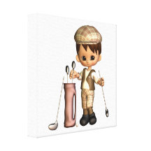 Golfspieler-Cartoon-Leinwand-Druck Gespannter Galerie Druck