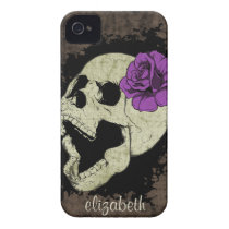 Goth Schädel-purpurroter Rose iPhone Kasten