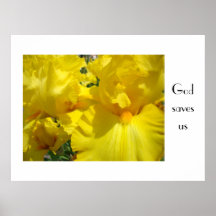Gott retten uns Kunstdrucke Blumennatur gelbe Iris Plakat