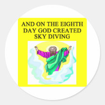 Gott schuf Fallschirmspringen Runder Sticker