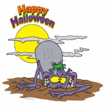 goule heureuse de Halloween se levant de la tombe Photo En Relief