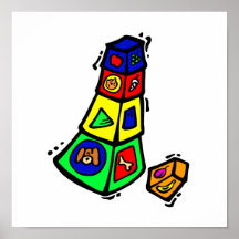 grafische quadratische Tiere des Babyblock-Spielze Posterdruck