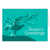 Grafischer Lyrebird aquamarine Weihnachtskarte