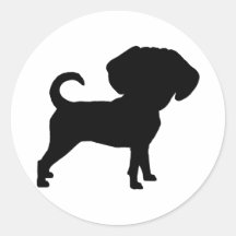 Grand chien principal mignon drôle de Puggle Adhésifs