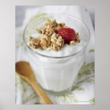 Granola, Hafer, geröstet, Frucht, Beere, Himbeere, Plakatdruck