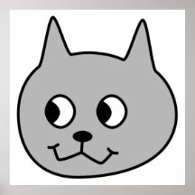 Graue Cartoon-Katze Plakat