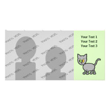 Graue Katze mit sonderbaren Augen Photokarte