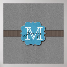 Graues mit Monogramm Posterdruck
