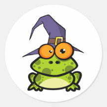 Grenouille avec un chapeau de sorcière adhésifs