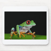 grenouille d'arbre observée par rouge tapis de souris
