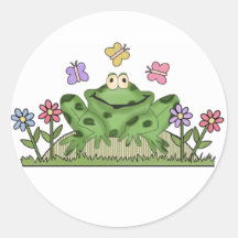 Grenouille de jardin d'agrément autocollants ronds