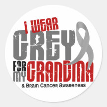 Gris d'usage du cancer du cerveau I pour ma grand- Autocollant Rond