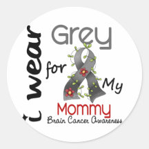 Gris d'usage du cancer du cerveau I pour ma maman  Autocollant
