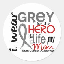 Gris pour mon cancer du cerveau de maman du héros  autocollants