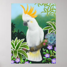 Größerer zitronengelber Cockatoo-Papageien-Druck Plakate