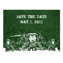 Grün bearbeitetes Leder Save the Date Postkarten