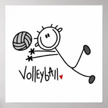 Grundlegender männlicher Strichmännchen-Volleyball Posterdrucke
