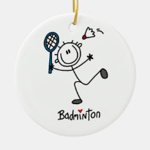 Grundlegendes männliches Strichmännchen-Badminton Weihnachtsbaum Ornamente