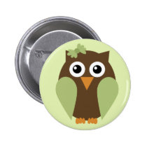 Grüne Eule mit einem Bogen-Knopf buttons