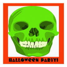 Grüner Schädel Halloweens laden ein Personalisierte Ankündigungen