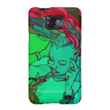Grünes Graffitimädchen Samsung Galaxy S2 Cover