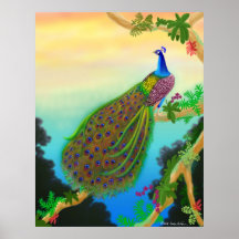 Grünes Pfau-Plakat