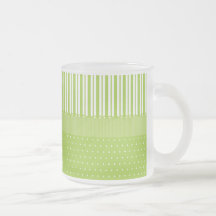 Grünes Weiß Stripes Tupfen mit einem Band Kaffee Tassen