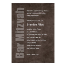 Grunge Brown de Mitzvah de barre Invitation Personnalisée