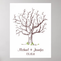 Guestbook d'arbre d'empreinte digitale de mariage poster