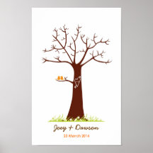 Guestbook de mariage d'arbre d'empreinte digitale  poster