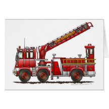 Haken-und Leiter-Löschfahrzeug Grußkarten