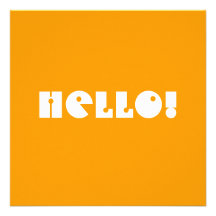 Hallo!  In Orange und in weißem. Gewohnheit Einladungskarten