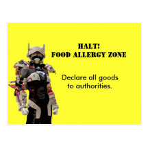 HALT! NAHRUNGSMITTELallergie-ZONE Postkarte