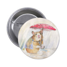 Hamster im Regen-lustigen Pilz Anstecknadelbuttons