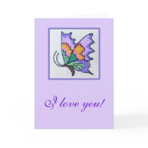 Hand gestickter romantischer Schmetterling