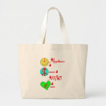 HAPPINESS PEACE AND LOVE.png Einkaufstasche