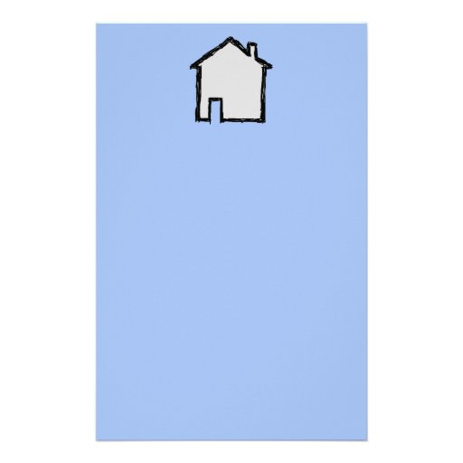 Haus-Skizze. Schwarzes und Blau Büropapiere