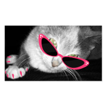 Haustier-Wellness-Center-Salon - Katze mit rosa So Visitenkarten Vorlage