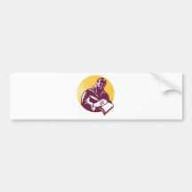 Heilig-Jerome-Schreibens-Rolle-Retro Holzschnitt Auto Sticker