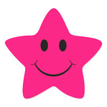 Heißes Rosa-Stern-Smiley-Aufkleber