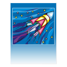 Hell farbige Rocket-Illustrations-Gruß-Karte Postkarte