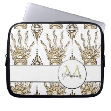 Hennastrauch-Hand (golden) (Monogramm) Laptop Computer Schutzhülle