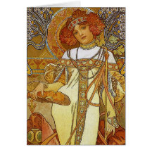 "Herbst" durch Alphonse [Alfons] Mucha Grußkarte