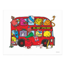 Herr Men u. kleines Fräulein Bus Postkarte