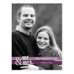 Herr u. Frau Wedding Thank You Card - Pflaume Postkarte