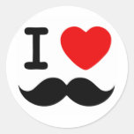 Herz I/Liebe-Schnurrbärte/Schnurrbärte Runde Sticker